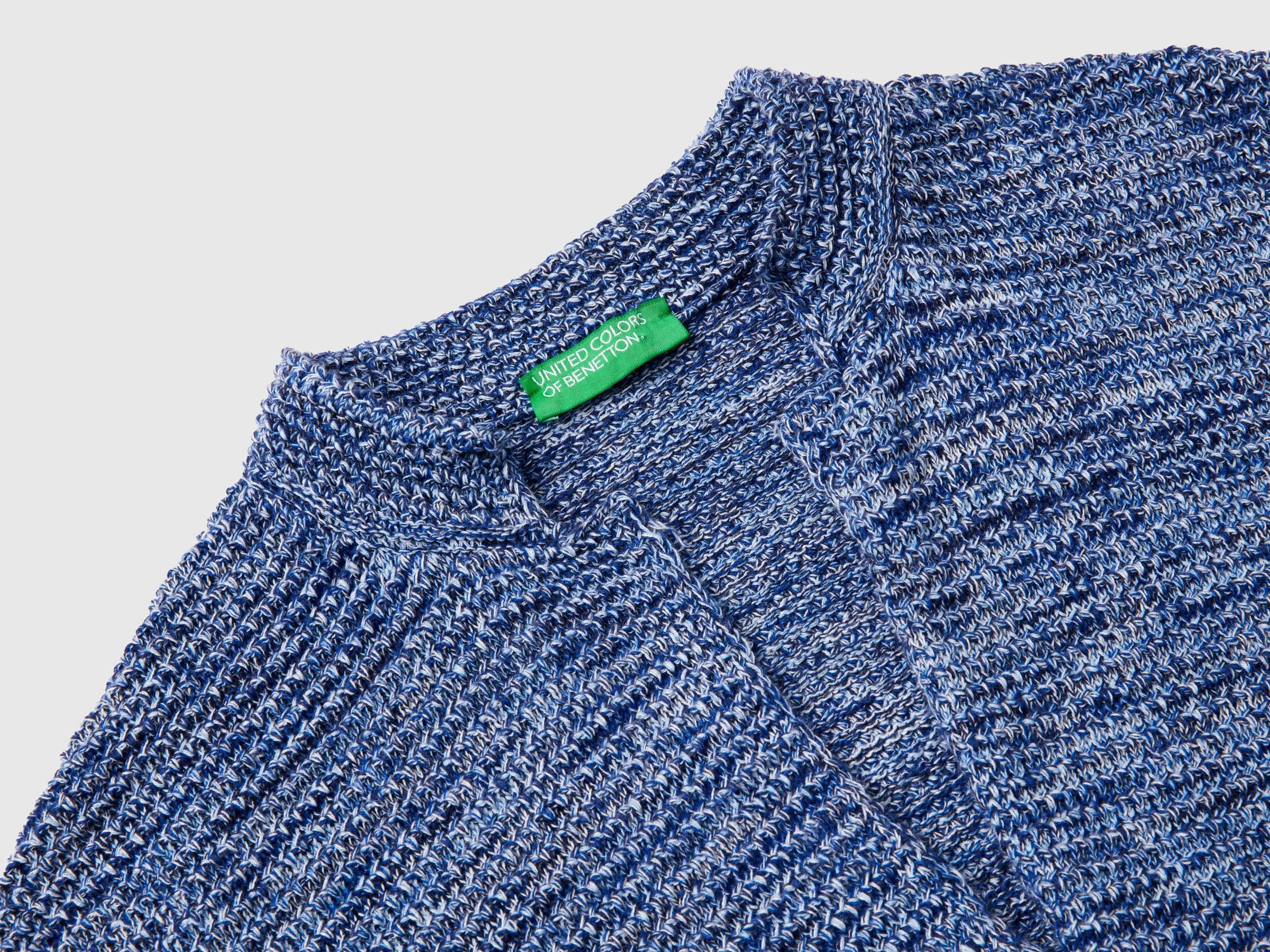 100% cotton knit jacket - Blue | Benetton