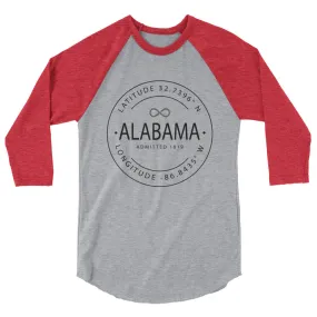 Alabama - 3/4 Sleeve Raglan Shirt - Latitude & Longitude