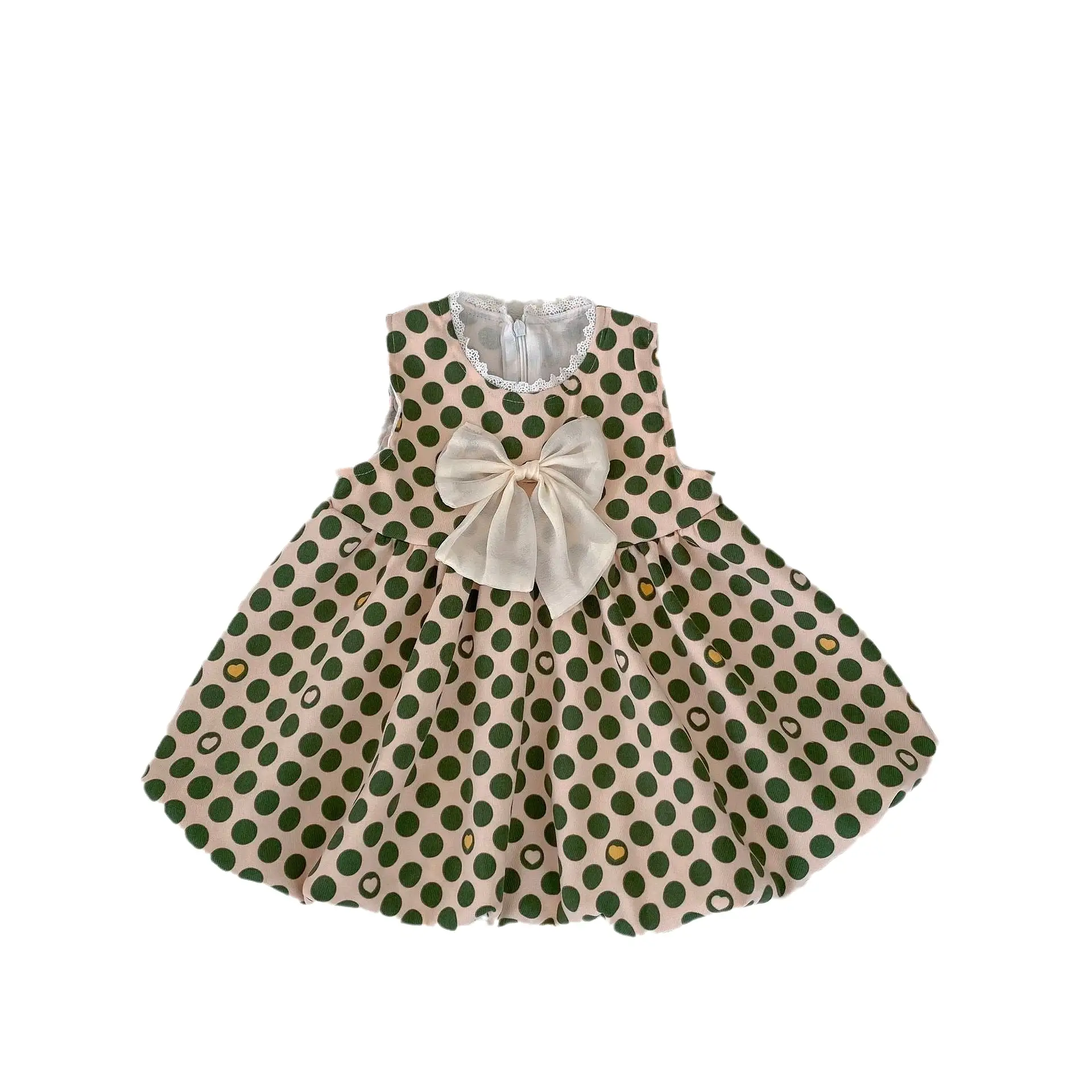 Baby Kid Girls Solid Color Polka dots Bow Tops Dresses Wholesale 230828362