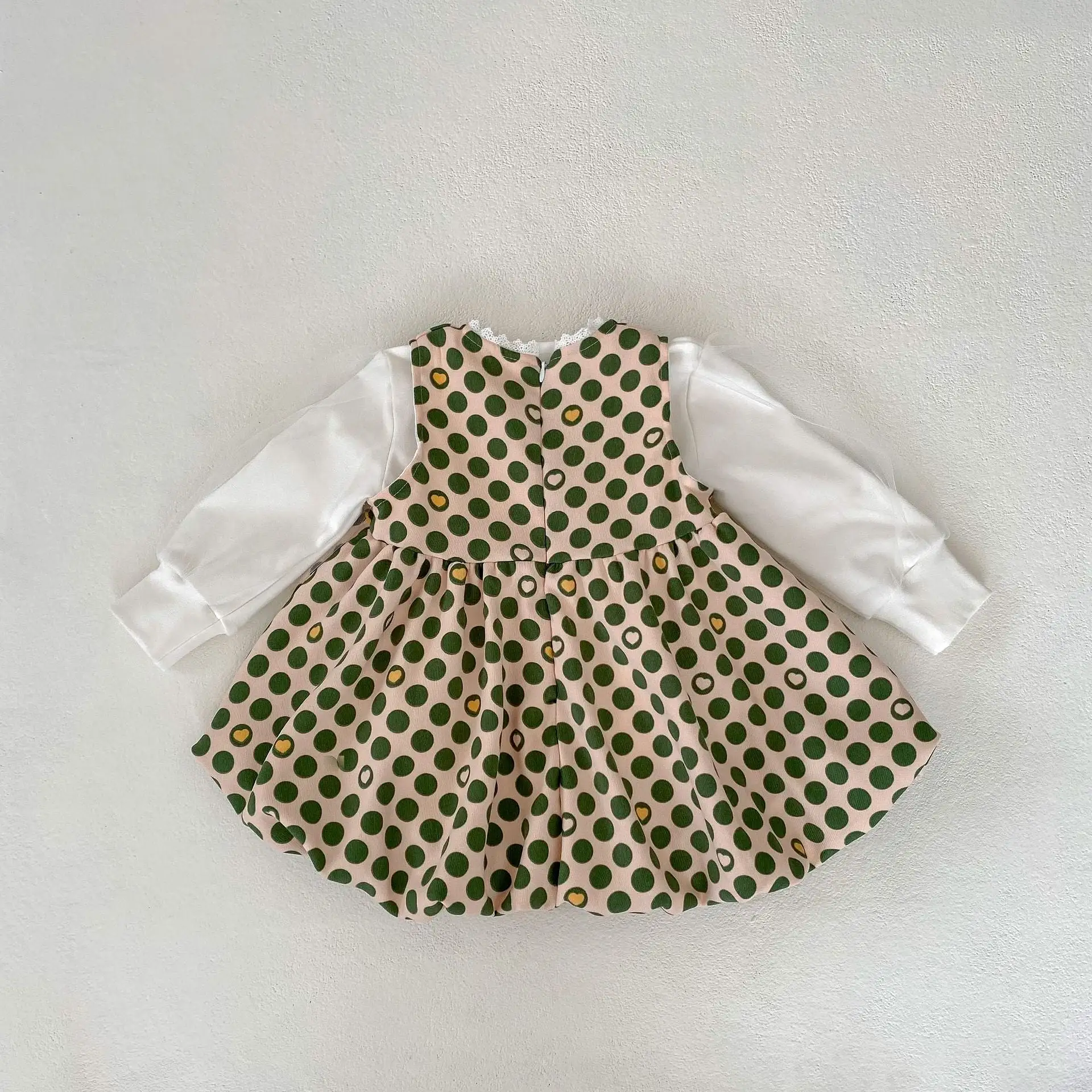 Baby Kid Girls Solid Color Polka dots Bow Tops Dresses Wholesale 230828362