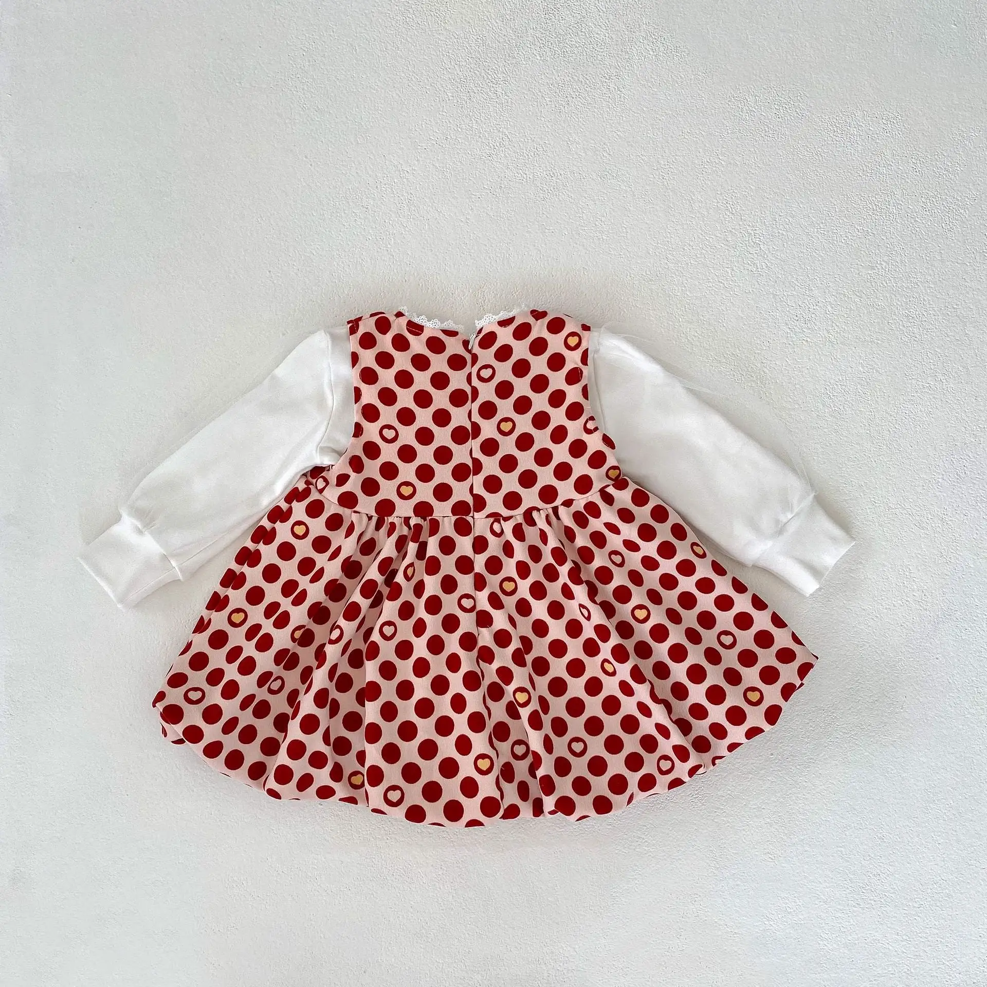 Baby Kid Girls Solid Color Polka dots Bow Tops Dresses Wholesale 230828362