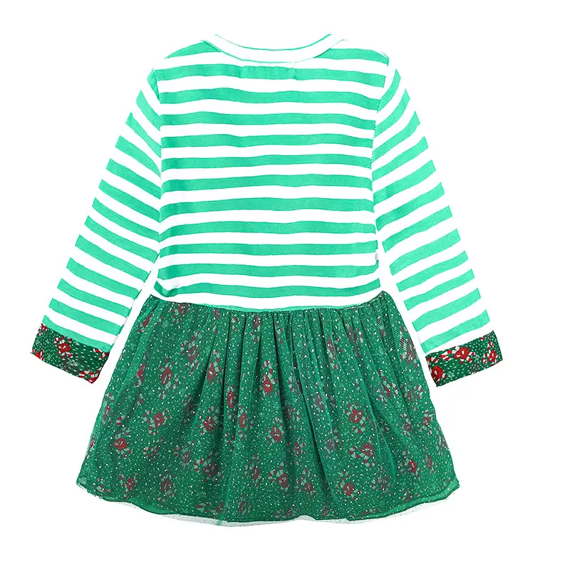 Baby Kid Girls Striped Cartoon Christmas Dresses Wholesale 23101503