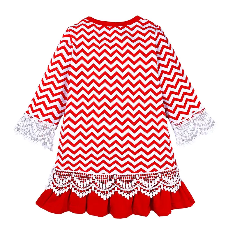 Baby Kid Girls Striped Cartoon Christmas Dresses Wholesale 23101507