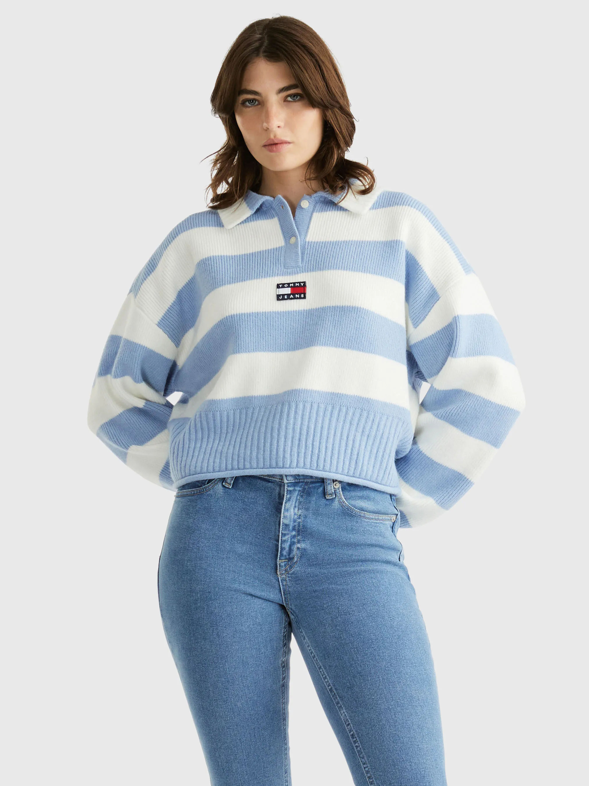 Badge Stripe Polo Jumper | Sweatshirts & Hoodies | Tommy Jeans