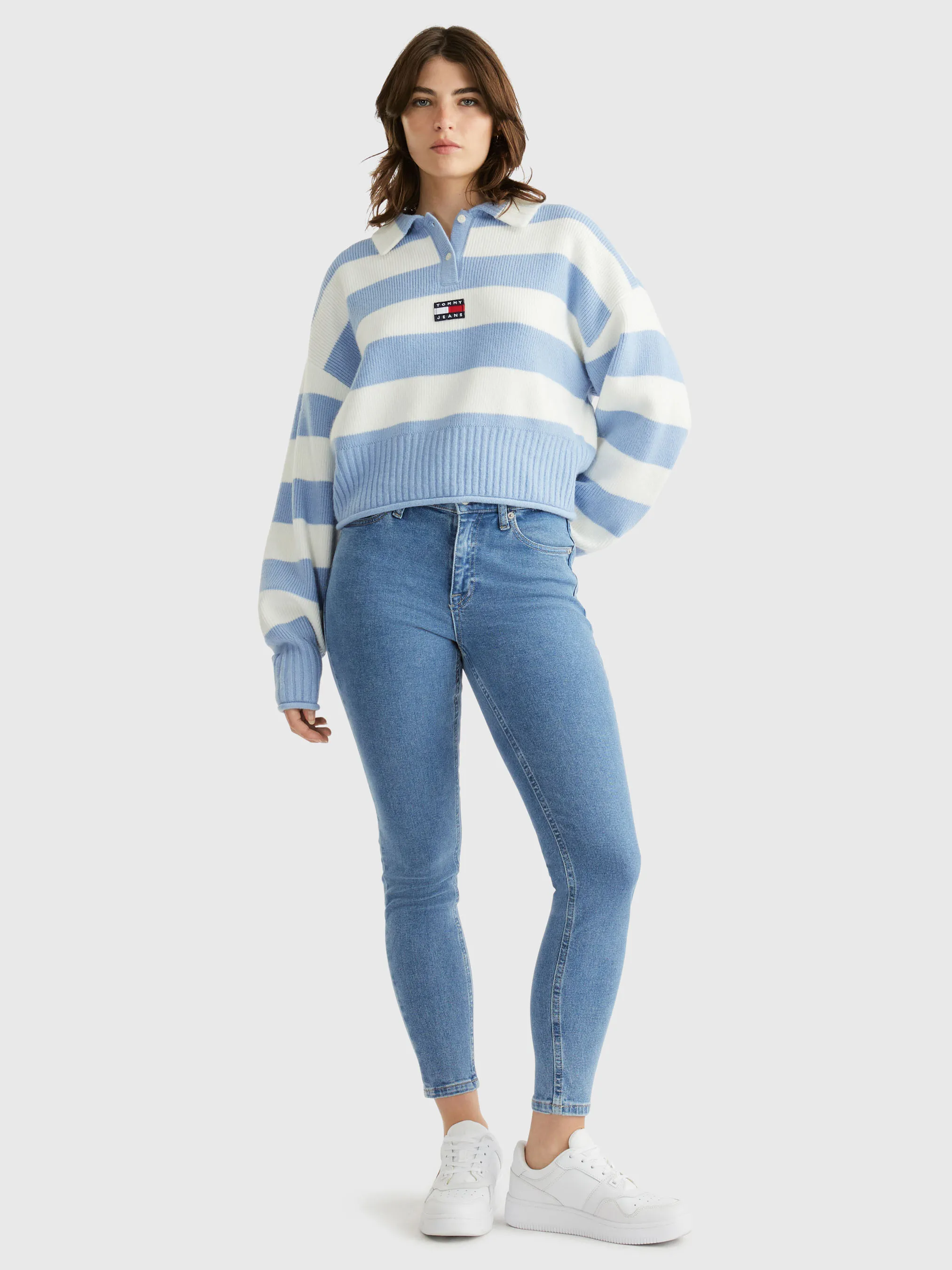 Badge Stripe Polo Jumper | Sweatshirts & Hoodies | Tommy Jeans