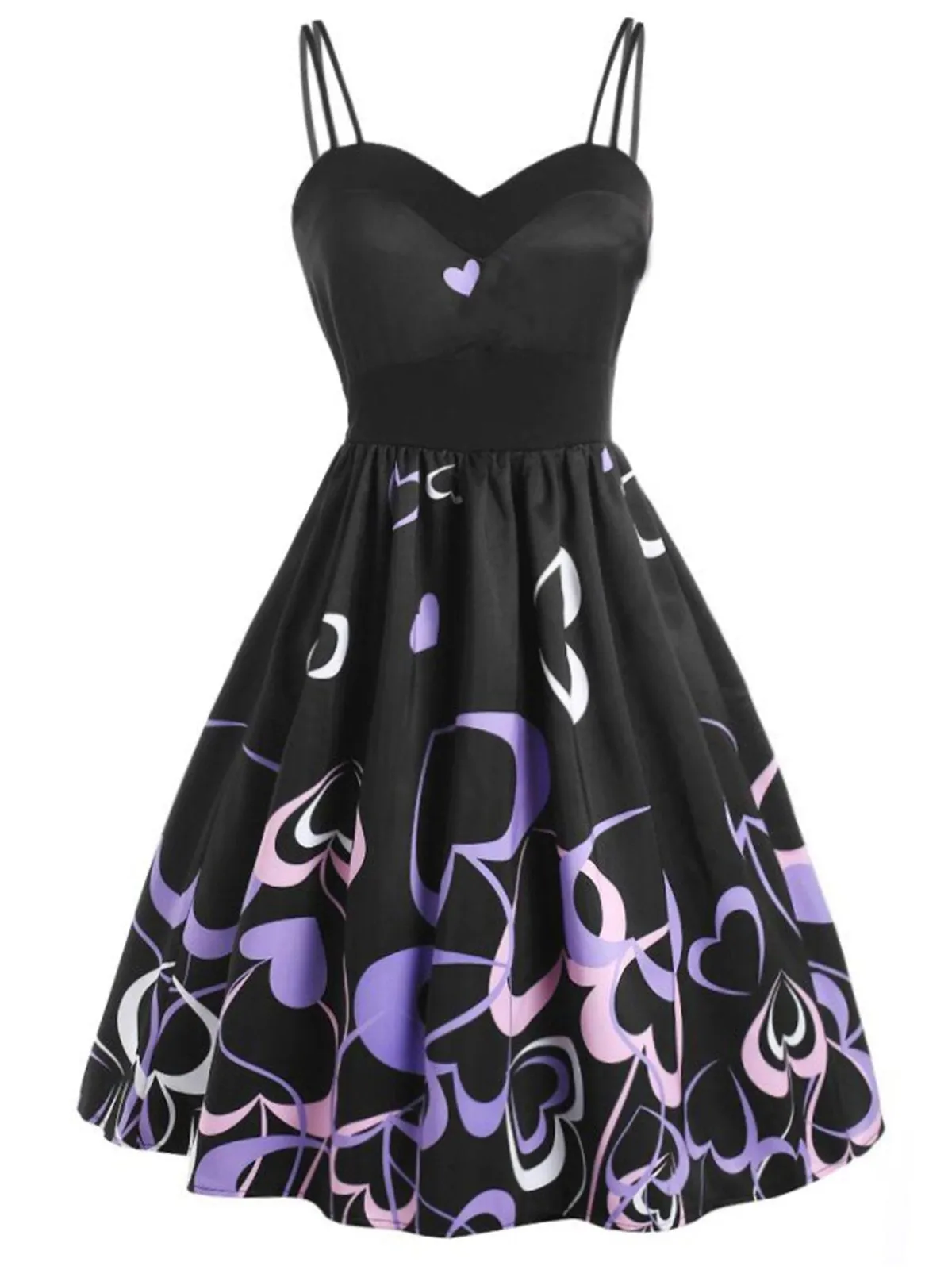 Black 1950s Spaghetti Sweetheart Dress