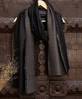 Black And Grey Handwoven Double Shade Pure Pashmina Ladies Stole