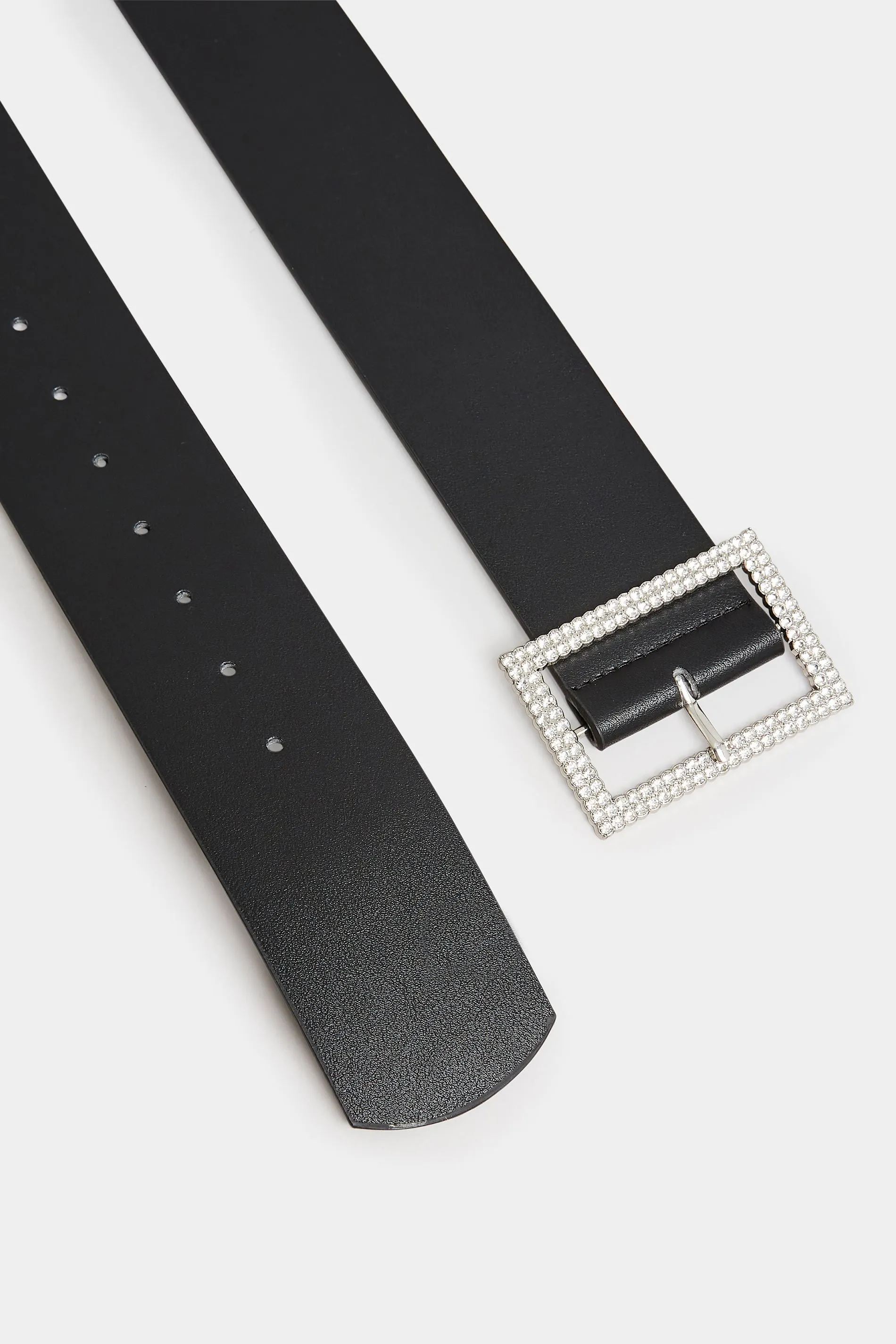 Black Diamante Buckle Wide Belt