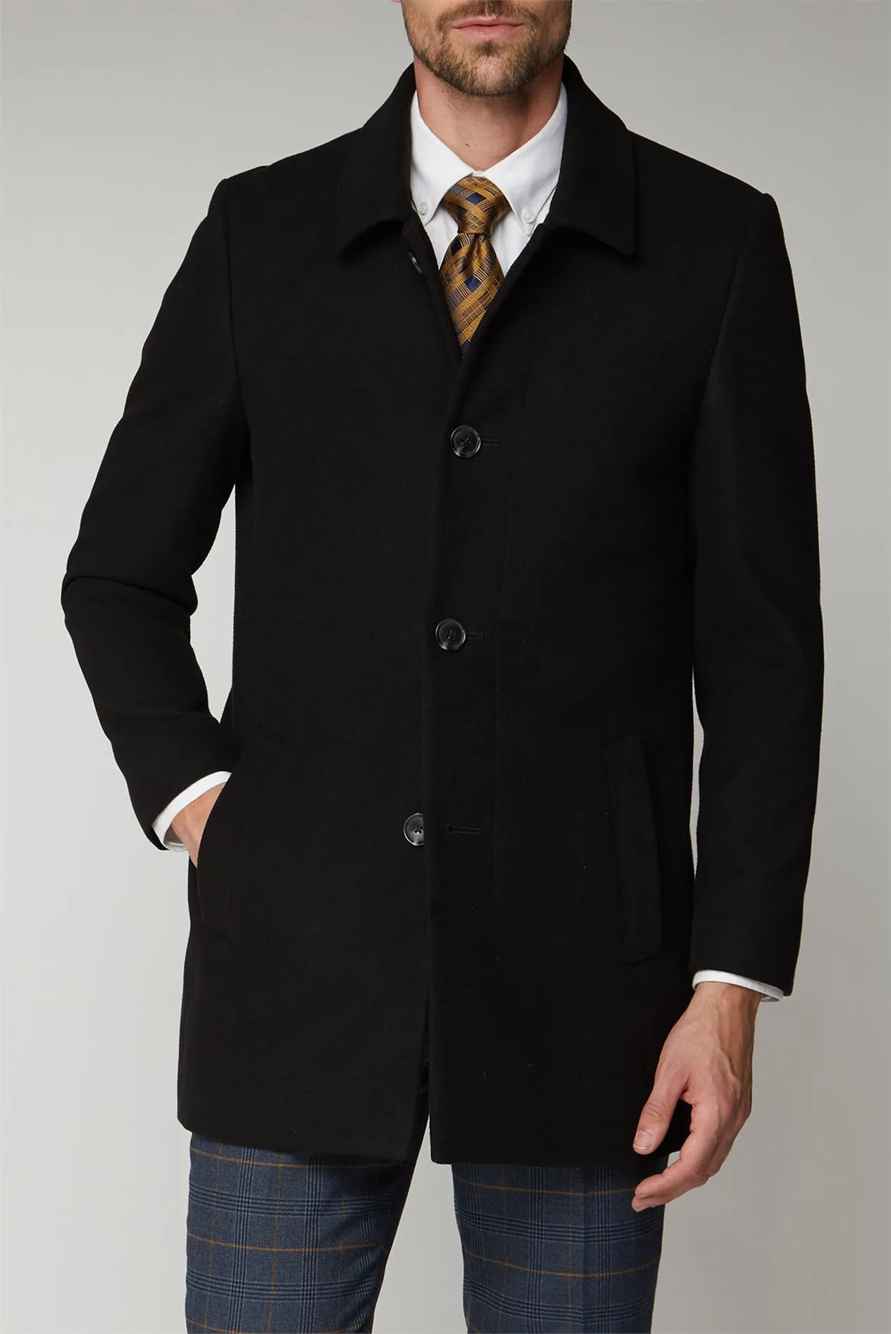 Black Melton Car Coat