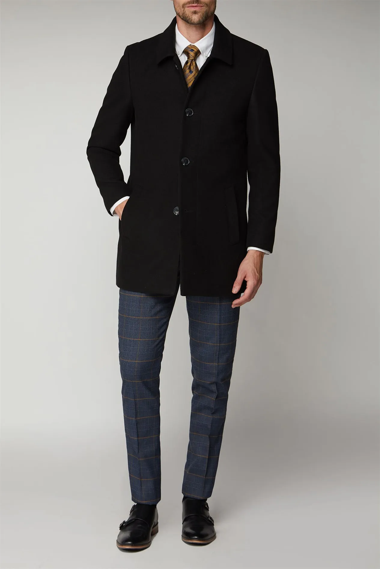 Black Melton Car Coat