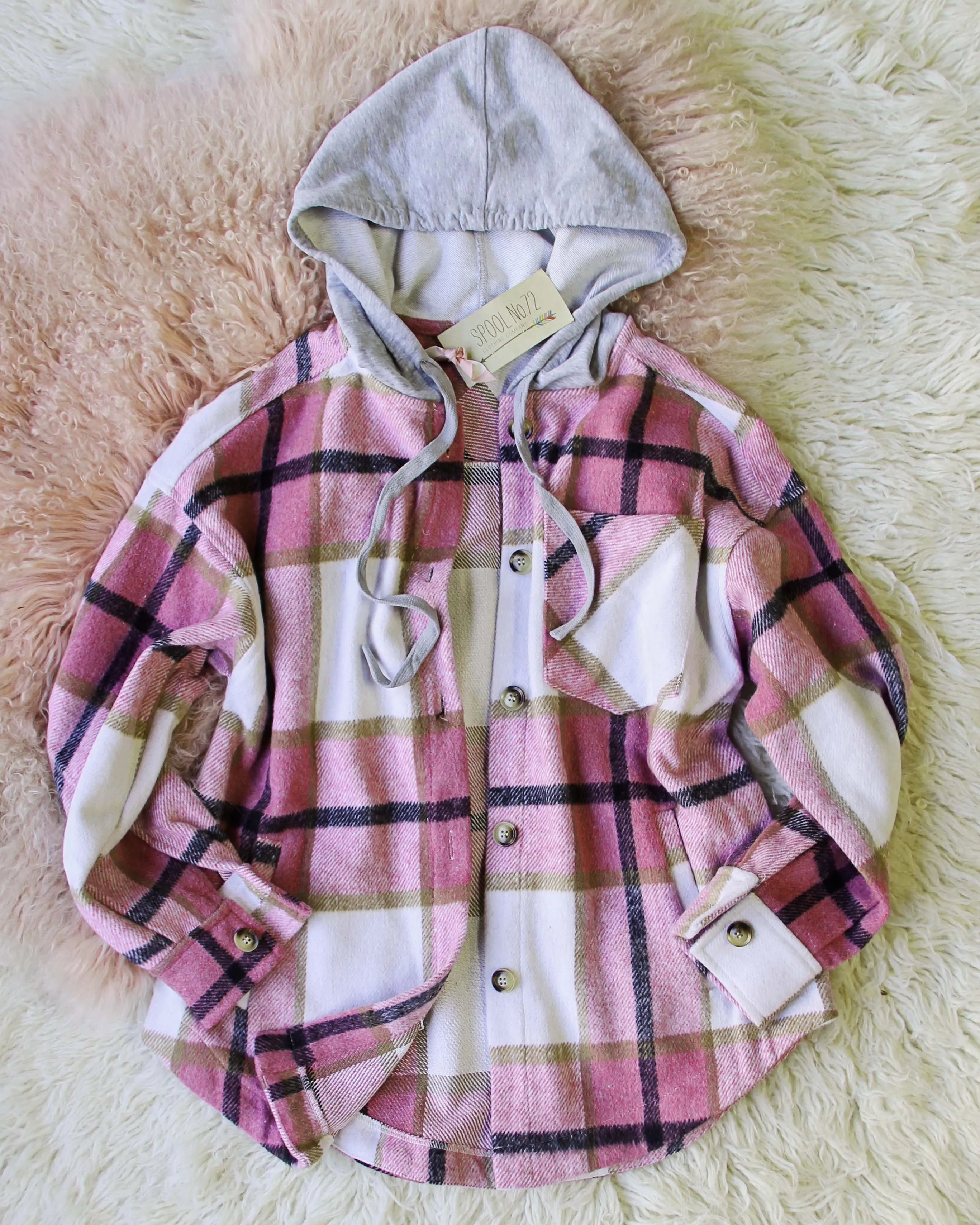 Bonfire Pink Plaid Shirt Jacket