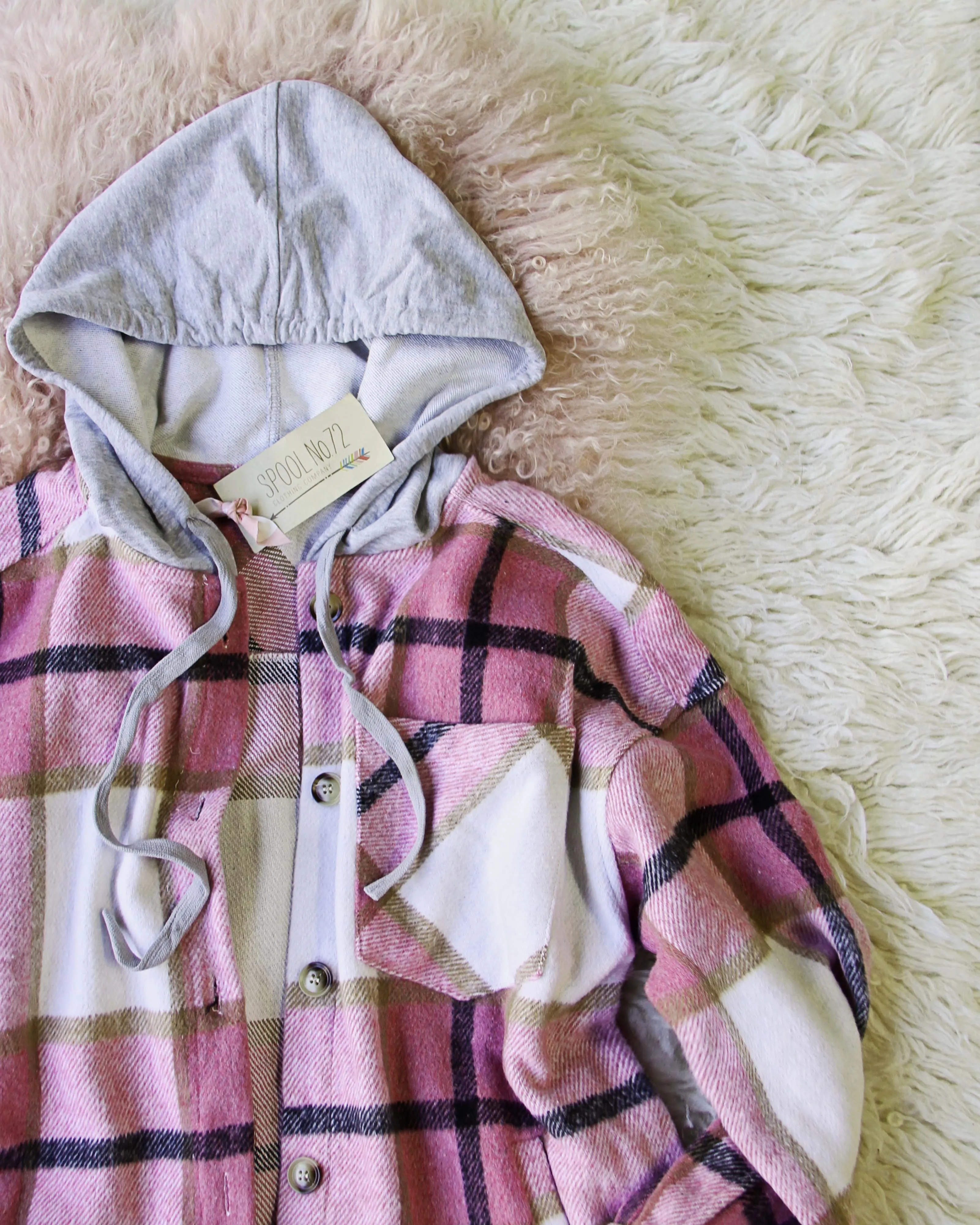 Bonfire Pink Plaid Shirt Jacket