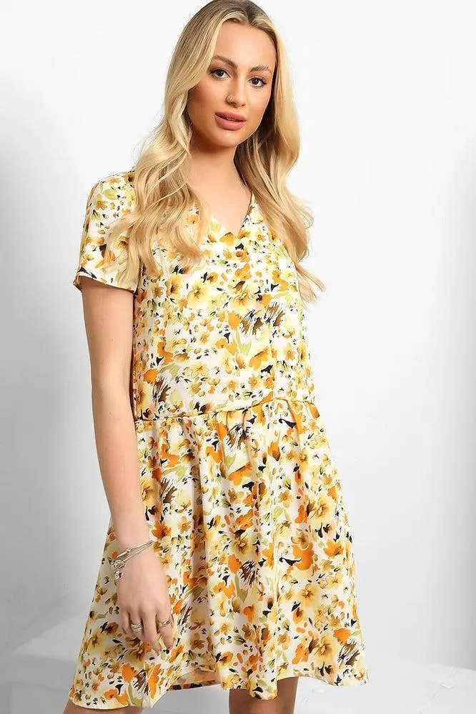 Buttoned Front Floral Print Dress