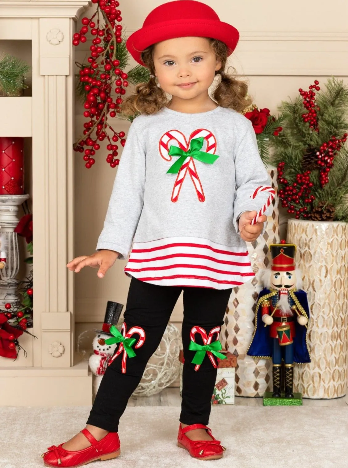 Candy Cane Chic Patched Legging Set