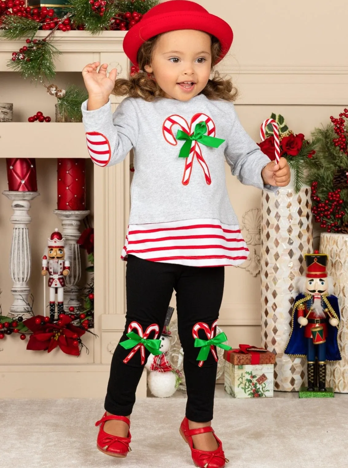 Candy Cane Chic Patched Legging Set