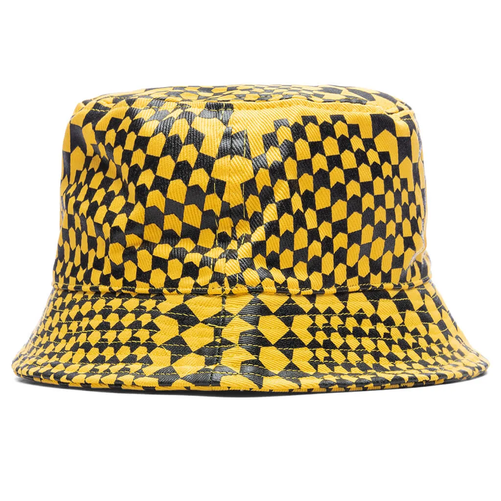 Checkered Monogram Bucket Hat - Yellow/Black