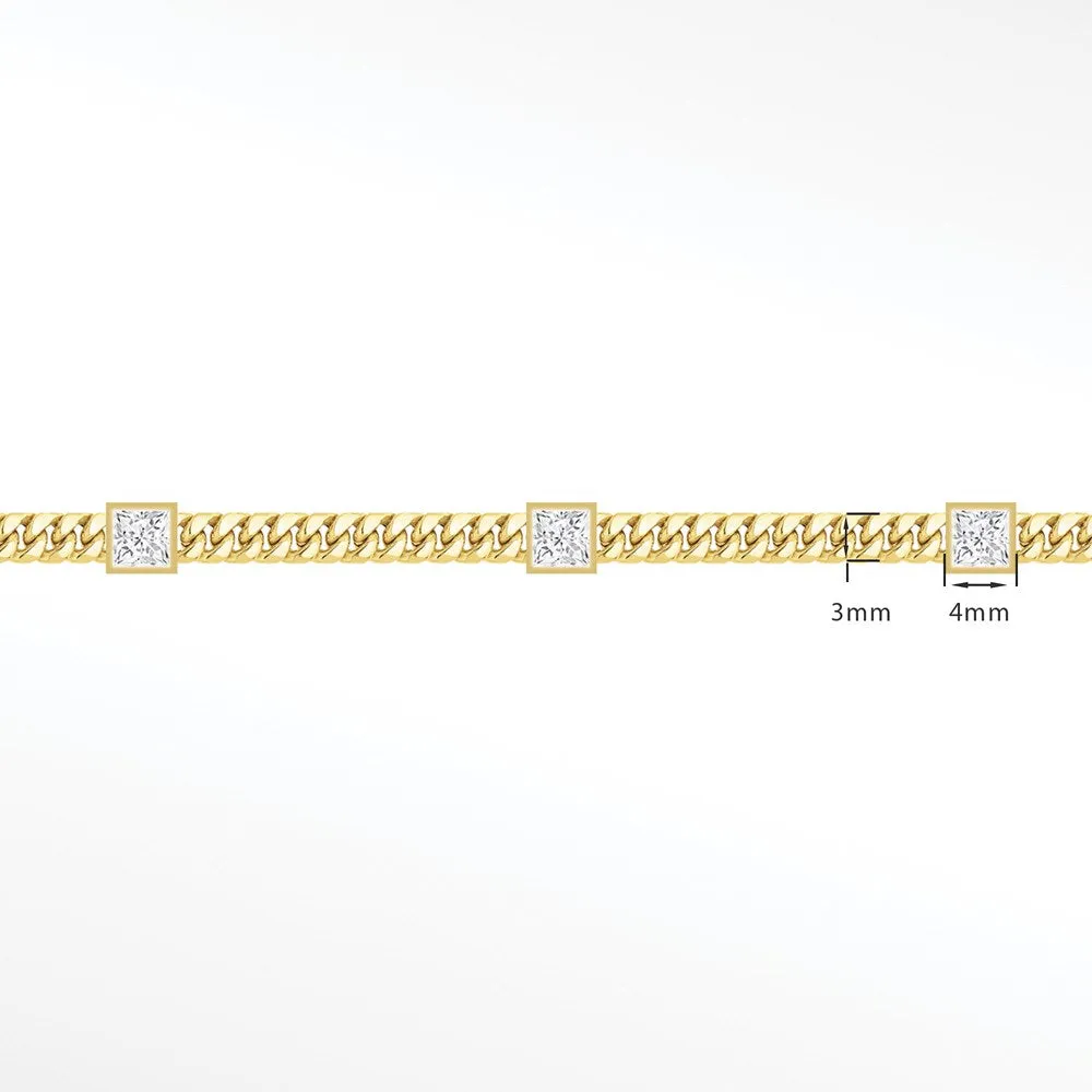 Cuban 3mm Square Bezel 14k Gold Chain Designer Line for Permanent Jewelry Sold by the inch