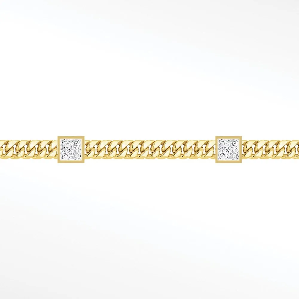 Cuban 3mm Square Bezel 14k Gold Chain Designer Line for Permanent Jewelry Sold by the inch