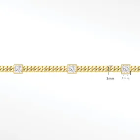 Cuban 3mm Square Bezel 14k Gold Chain Designer Line for Permanent Jewelry Sold by the inch