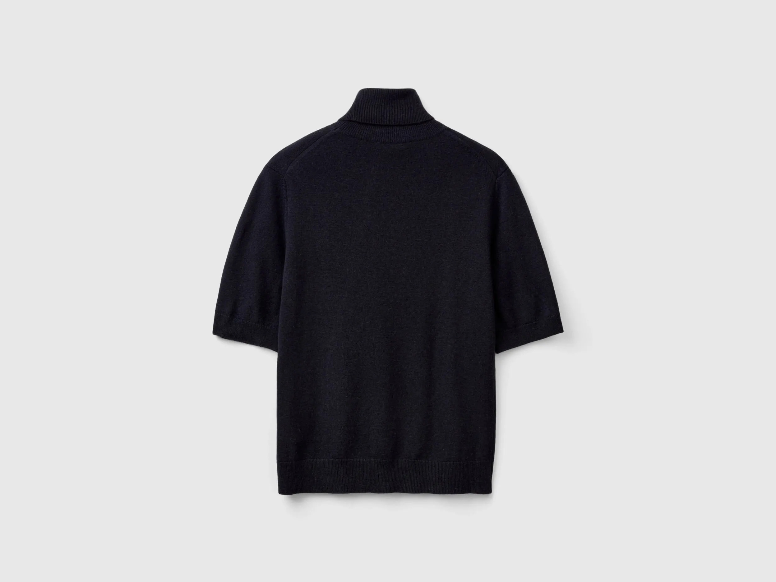 Dark blue short sleeve turtleneck in cashmere blend - Dark Blue | Benetton