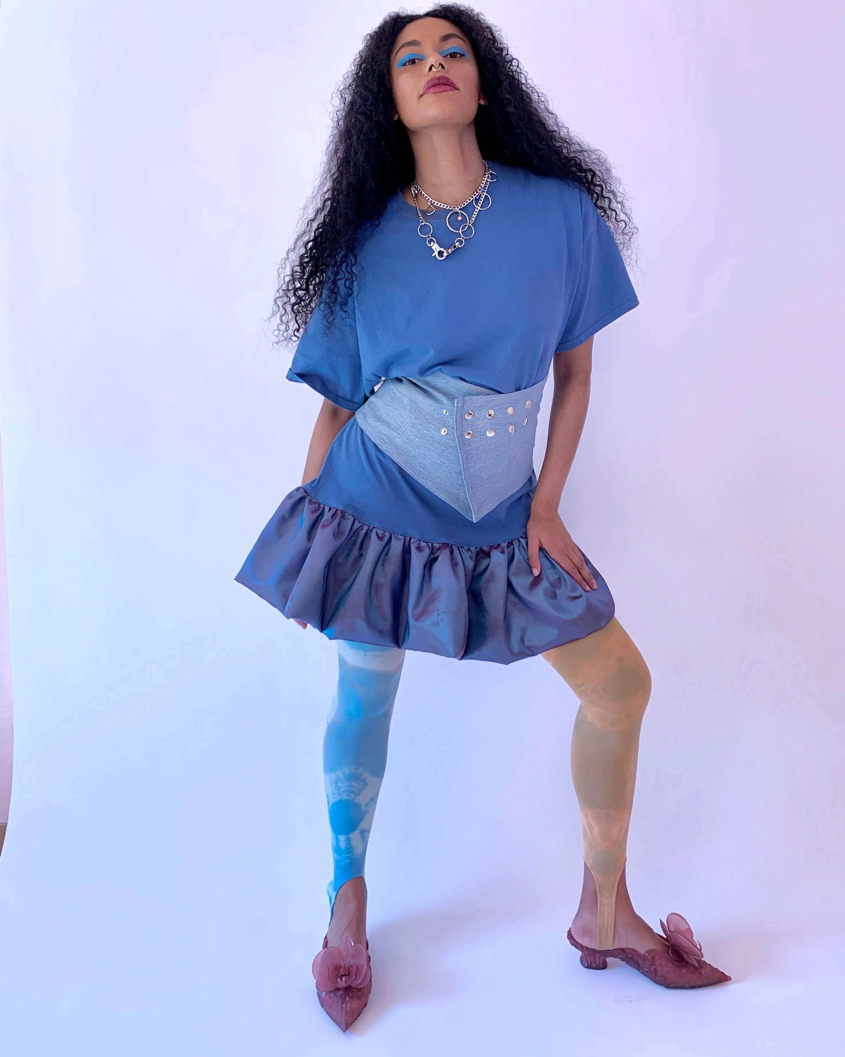 Dusty blue taffeta bubble dress