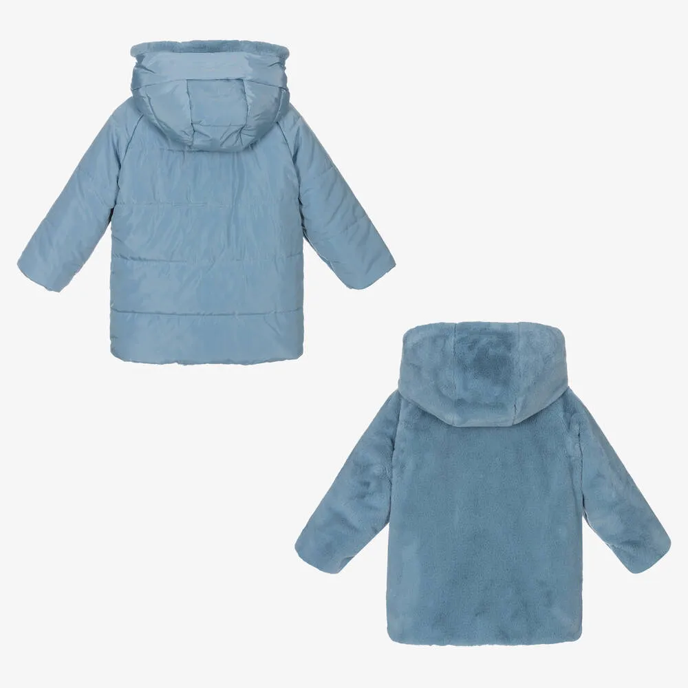 Girls Blue Reversible Coat