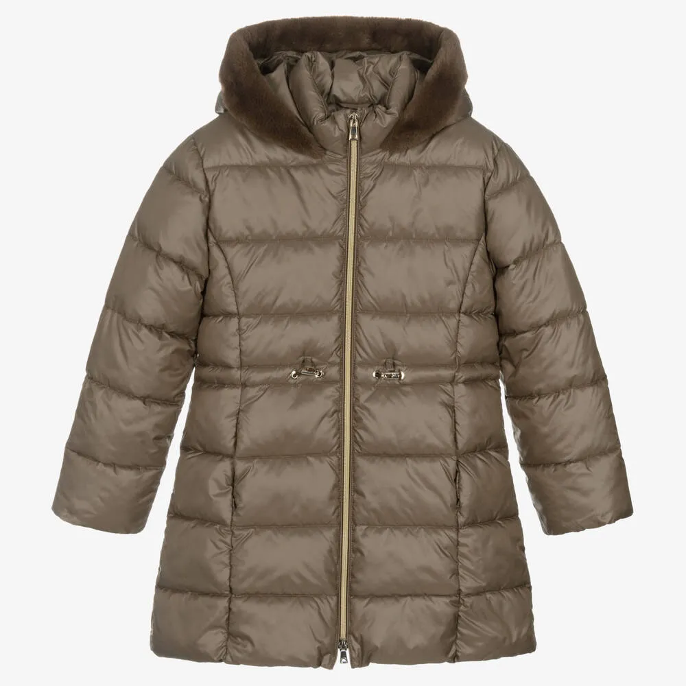 Girls Brown Puffer Coat