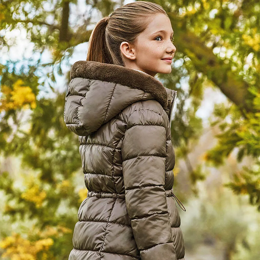 Girls Brown Puffer Coat