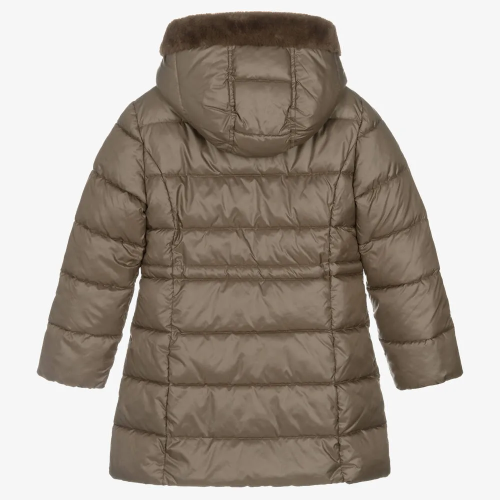 Girls Brown Puffer Coat