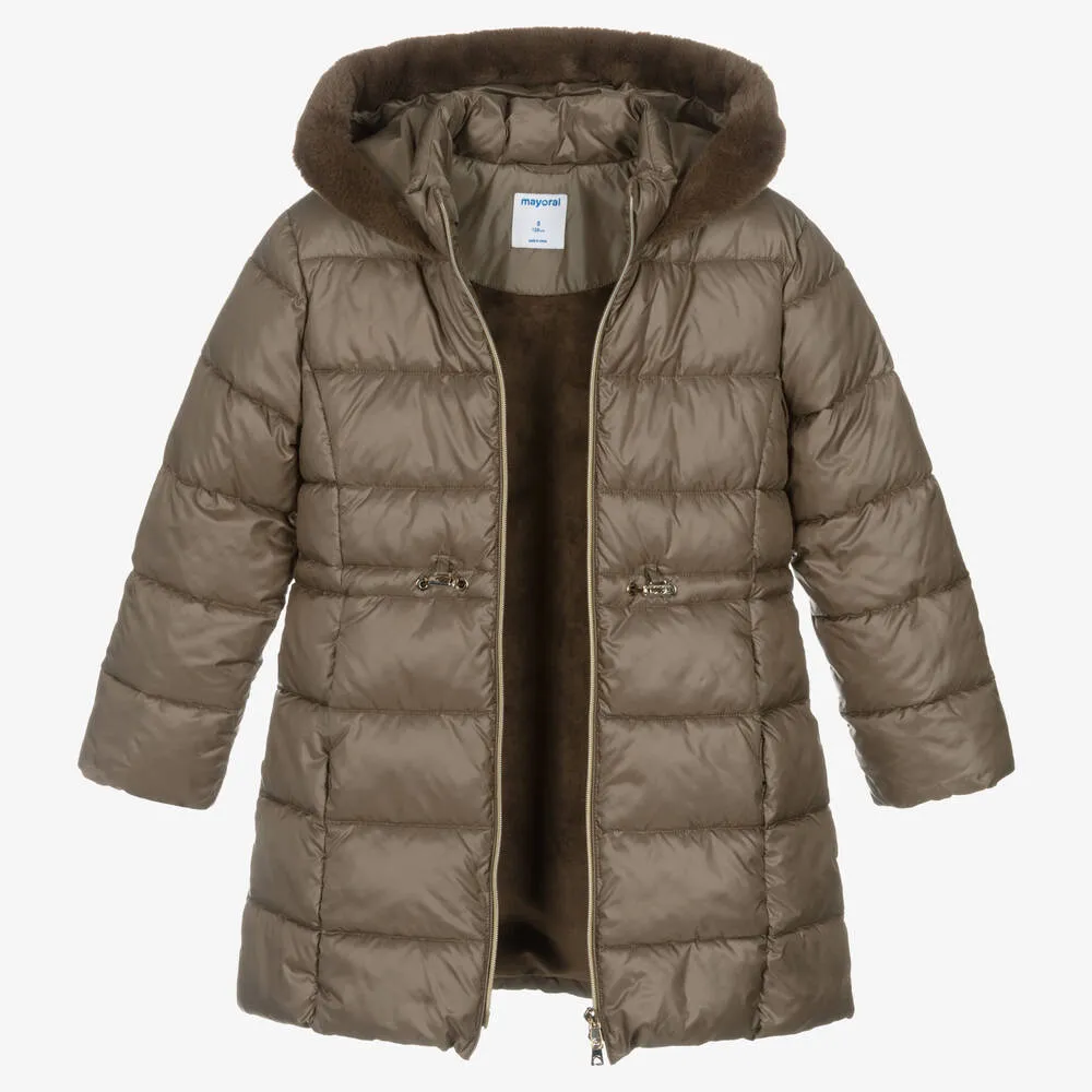 Girls Brown Puffer Coat