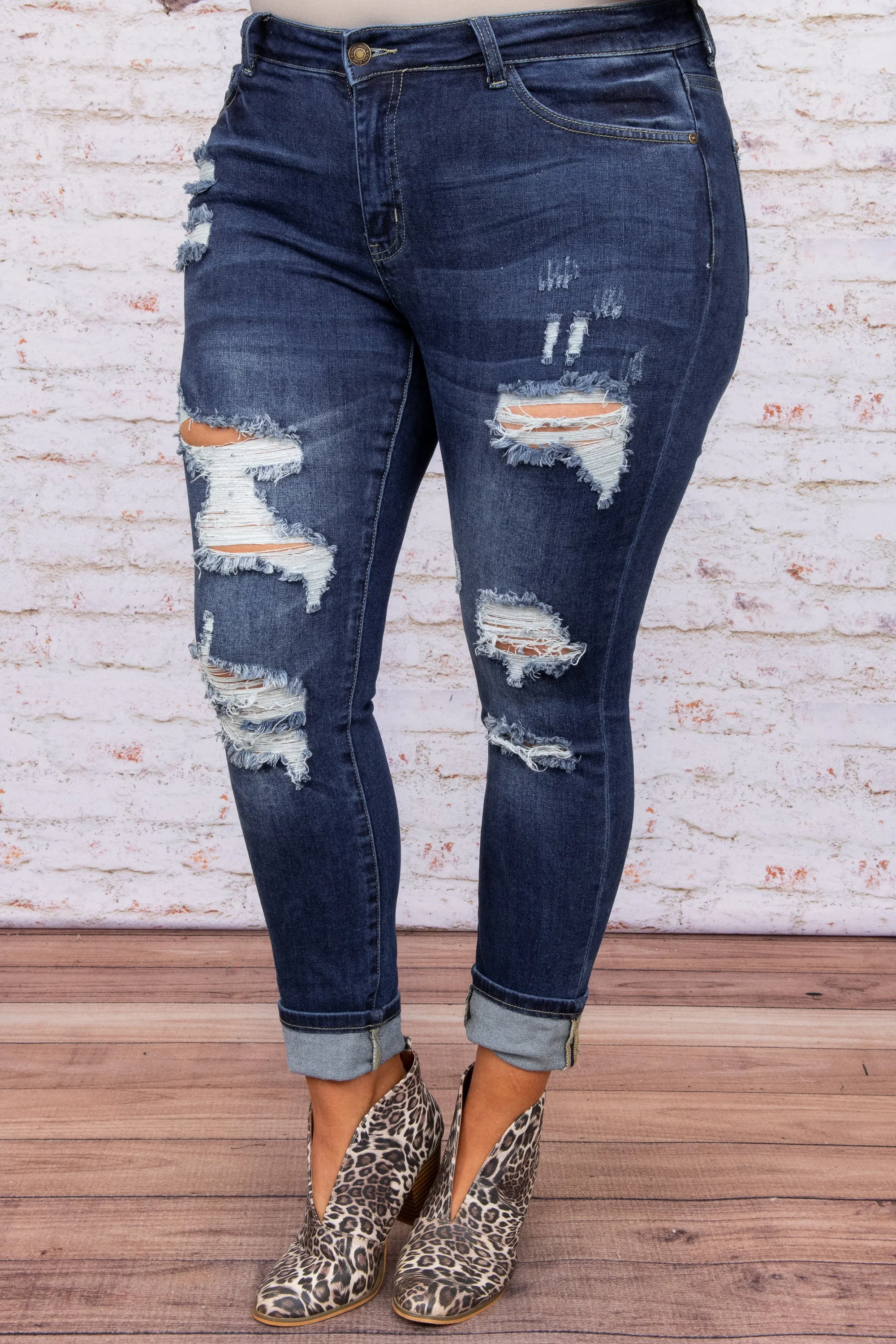 Go Explore Boyfriend Jeans, Dark Wash