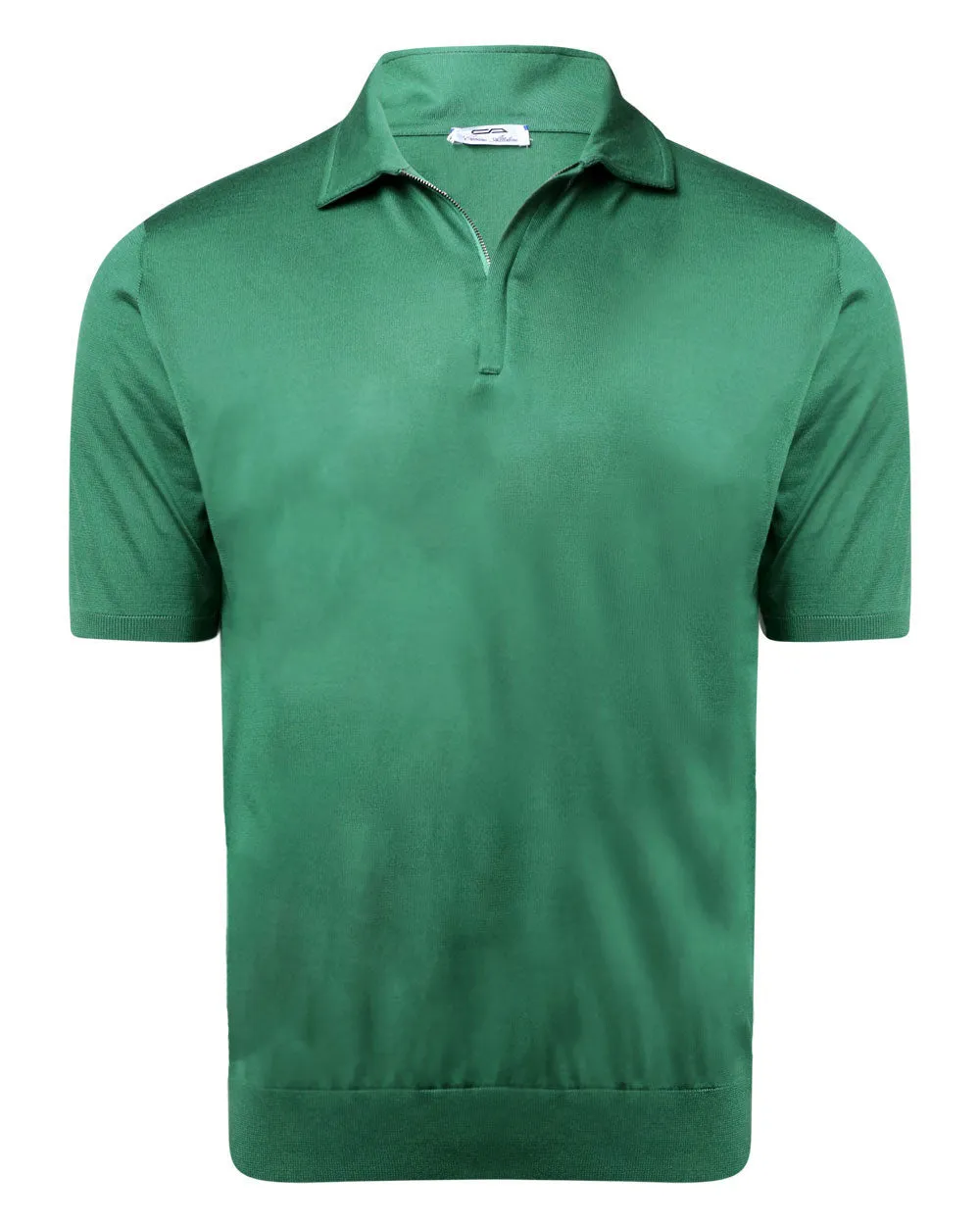 Green Silk Zip Polo