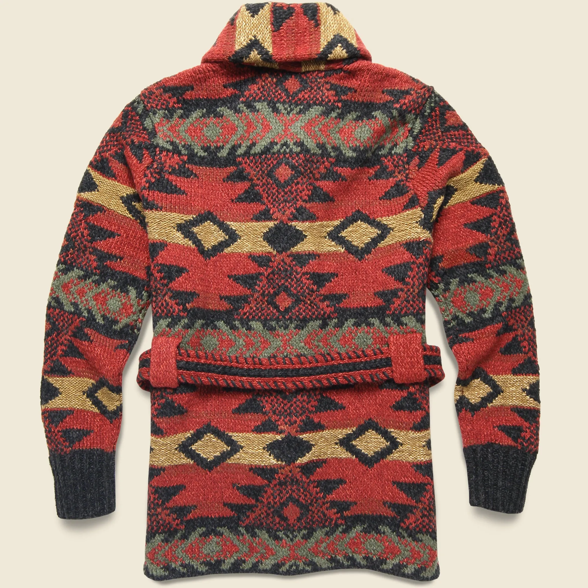 Hand-Knit Ranch Cardigan - Red Multi