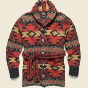 Hand-Knit Ranch Cardigan - Red Multi