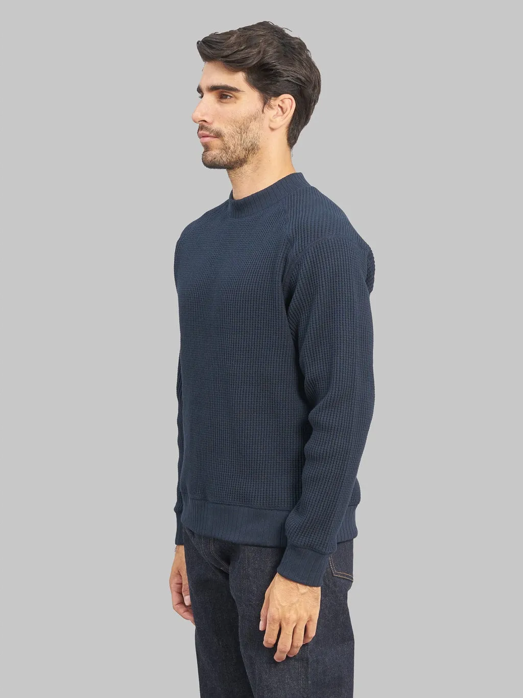 Jackman Waffle Midneck Sweater Dark Navy