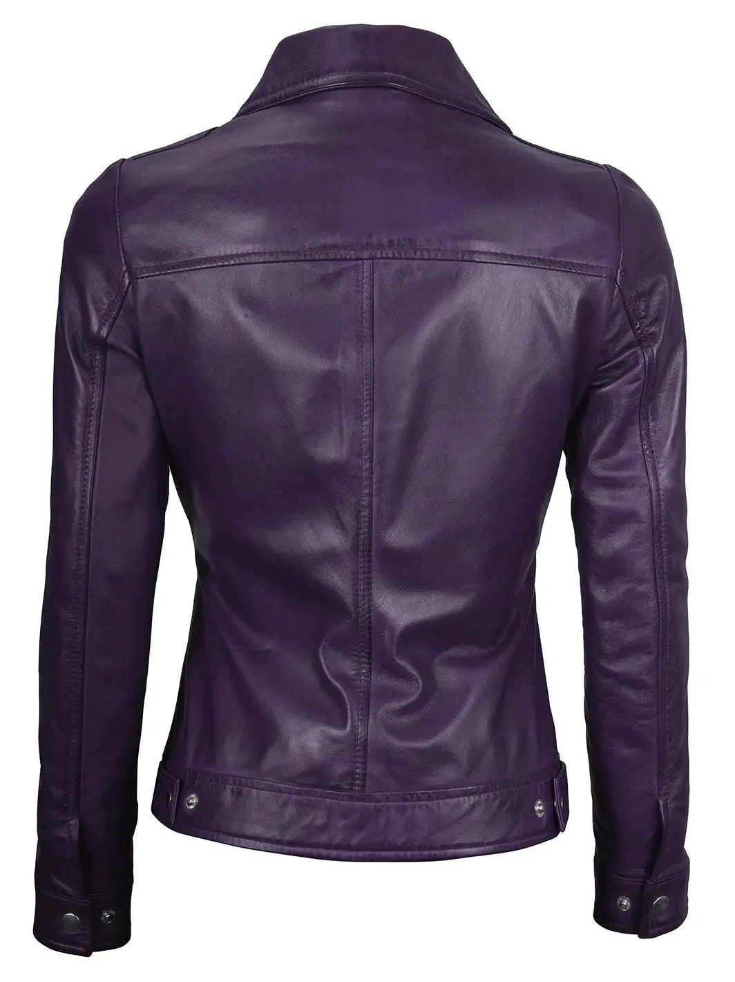 Jose Women Harrington Purple Leather Jacket