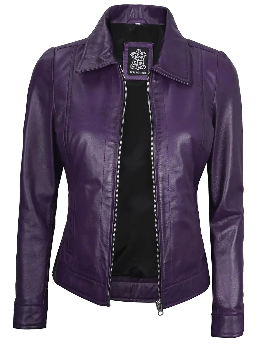 Jose Women Harrington Purple Leather Jacket