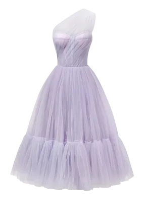 Lavender One-Shoulder Cocktail Tulle Dress