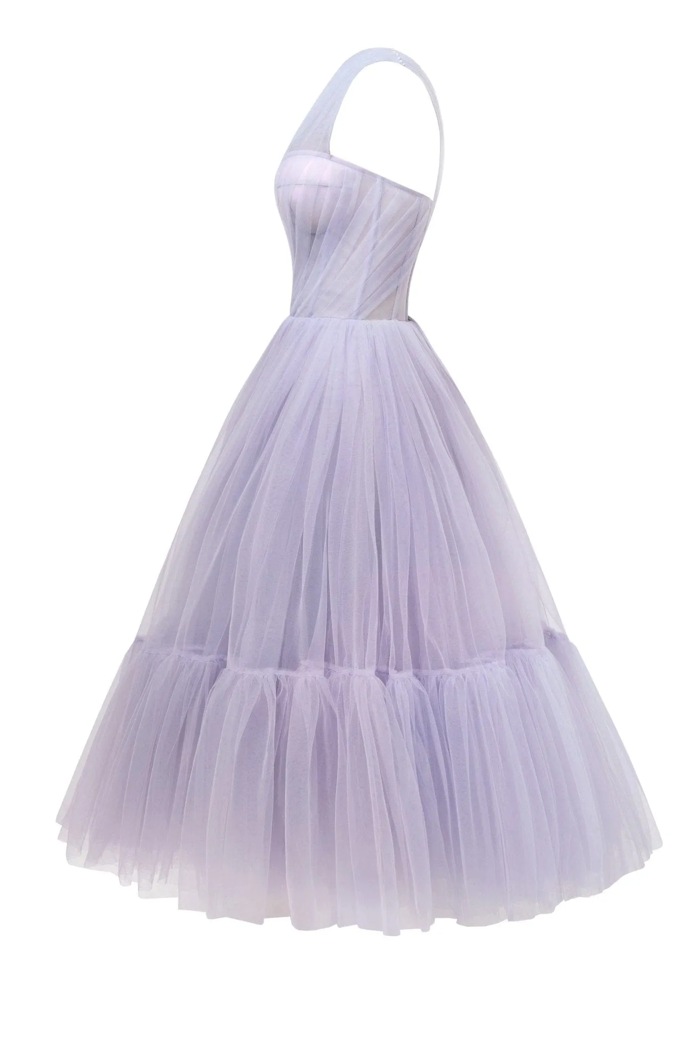 Lavender One-Shoulder Cocktail Tulle Dress