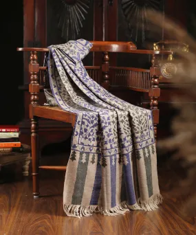 Light Grey Handwoven Pure Pashmina Shawl With Kani Work