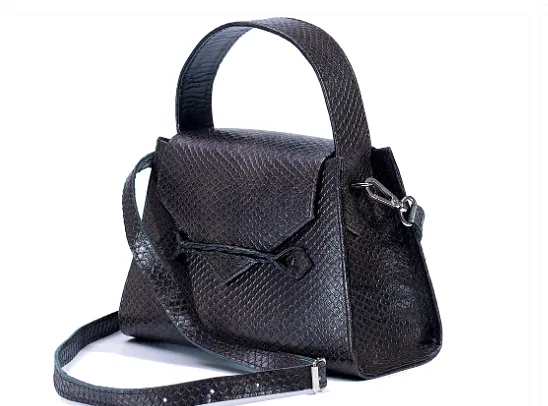 MARTE EGELE CHARCOAL GREY ESE HOBO, Handwoven Front Closure Strip, magnetic closure, and Inside Open Pocket Handbag