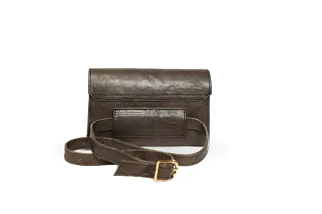 MARTE EGELE GREY ESE BELT BAG, Handwoven Front Closure Strip Front Flap magnetic closure