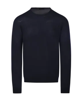 MEN ROBERTO COLLINA DARK BLUE MERINOS WOOL SWEATER