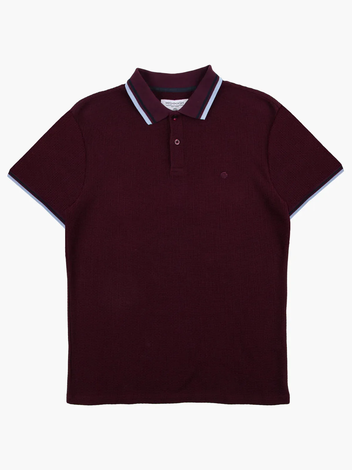 Mish Mash TEXTURED COTTON JERSEY STOCKHOLM BURGUNDY POLO