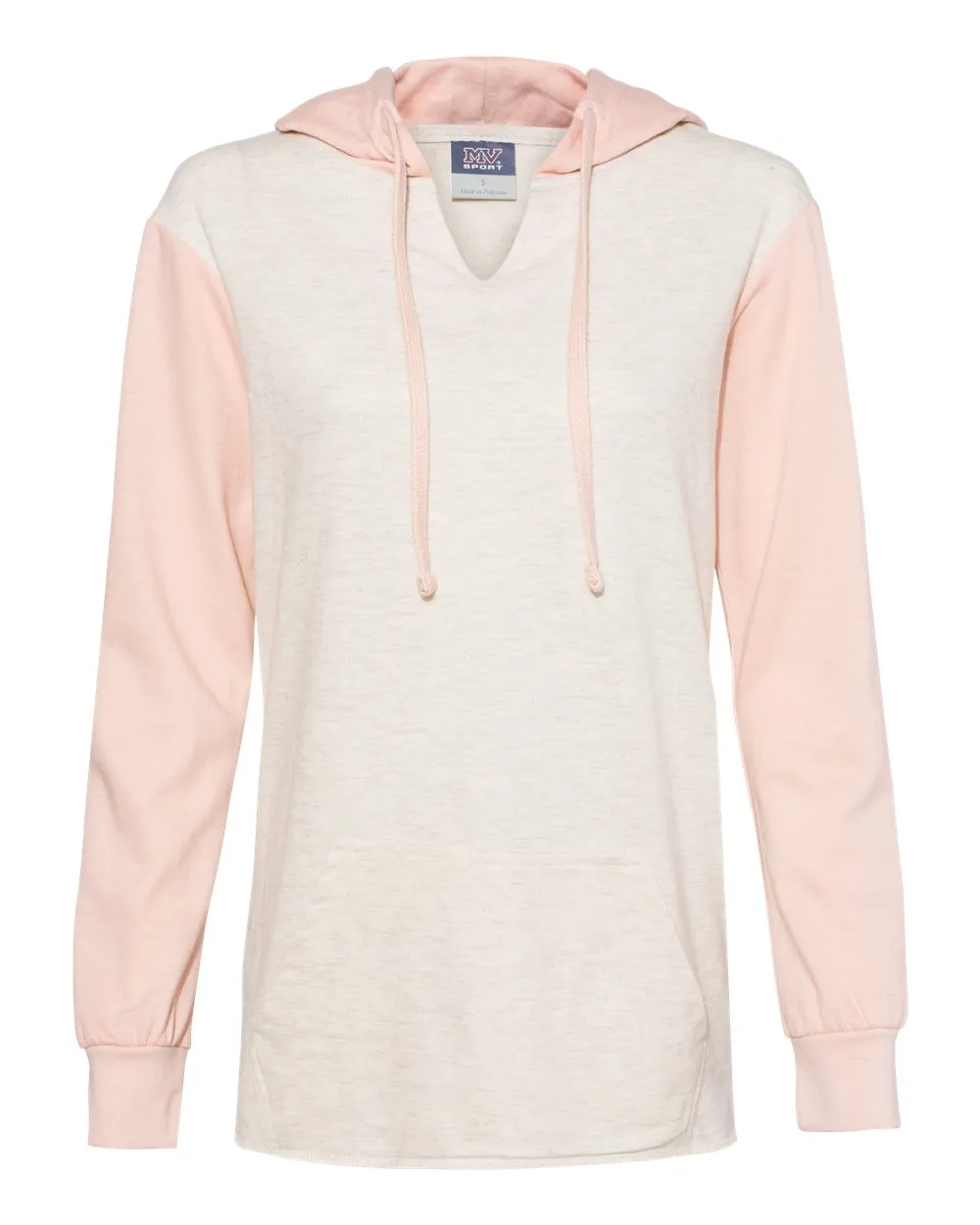 MV Sport - Women’s French Terry Hooded Pullover with Colorblocked Sleeves