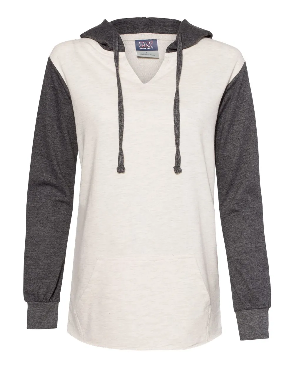 MV Sport - Women’s French Terry Hooded Pullover with Colorblocked Sleeves