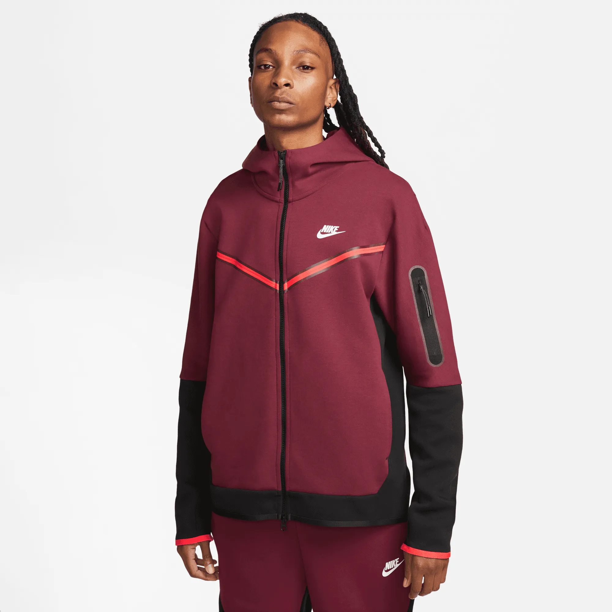 Nike Sportswear Tech Fleece Full-Zip Dark Red Hoodie