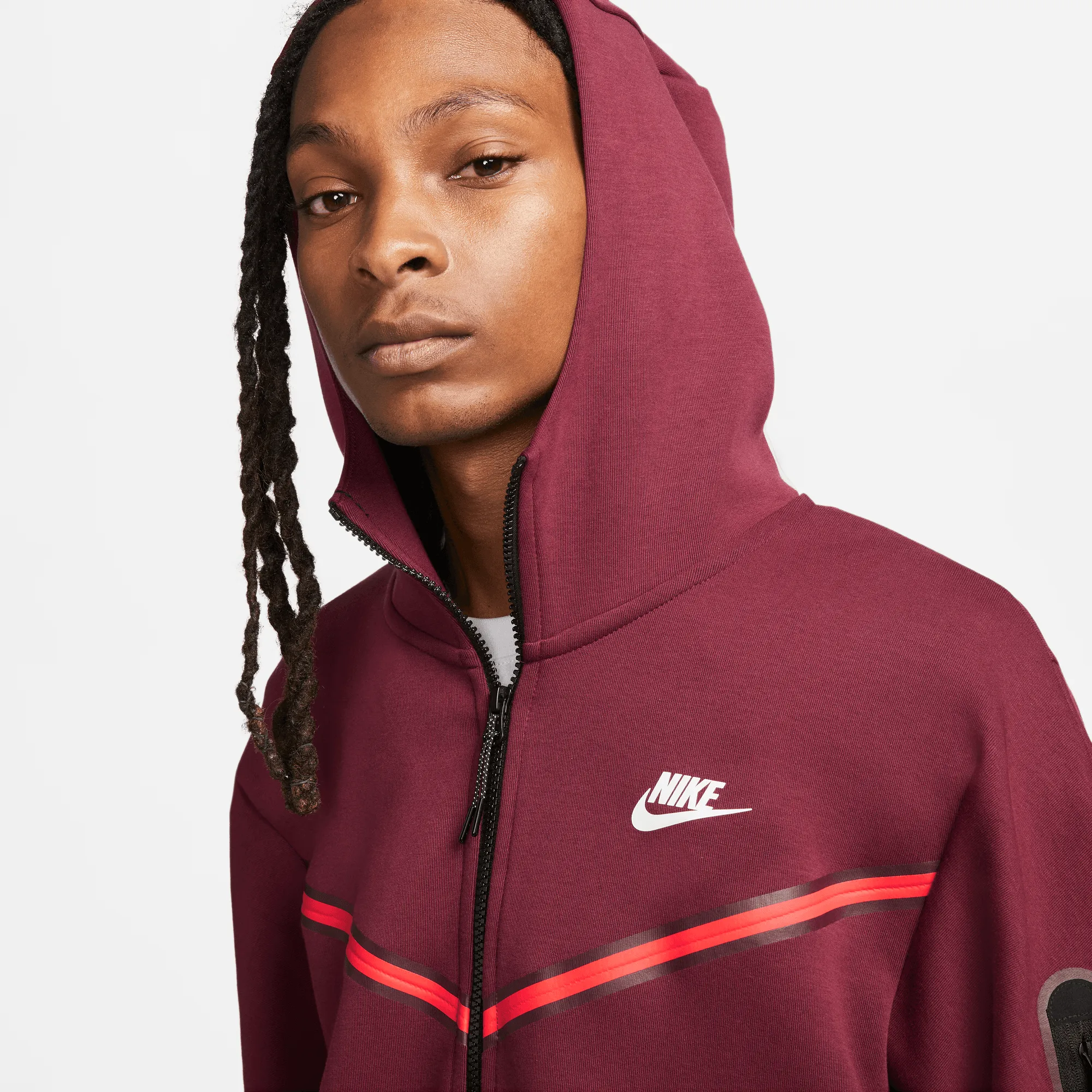 Nike Sportswear Tech Fleece Full-Zip Dark Red Hoodie