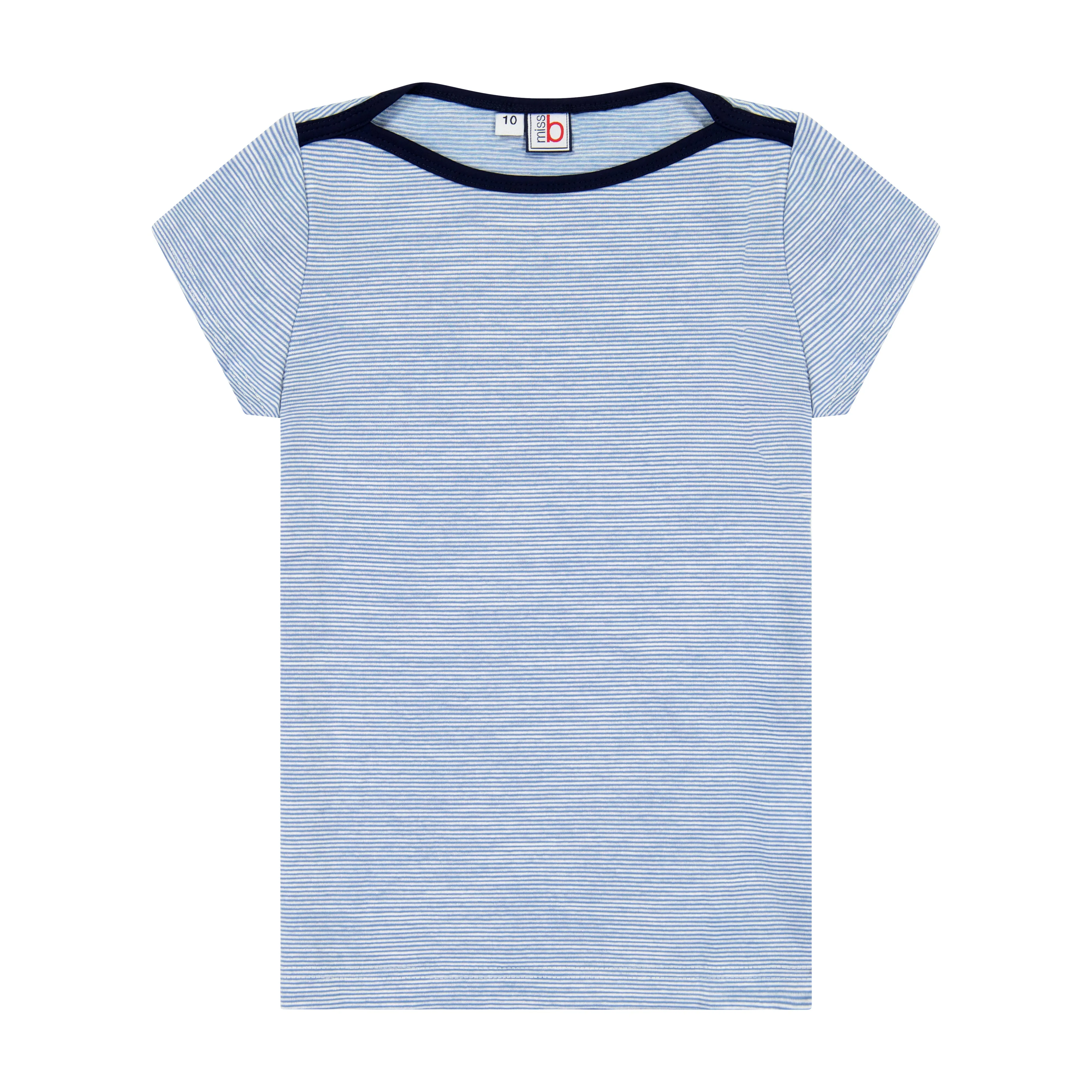 Nina Cap Sleeve Bateau Tee Blue Chambray