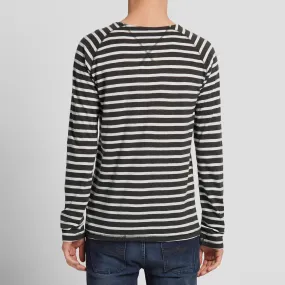 Nudie Long Sleeve Otto Raglan TeeGrey Stripe